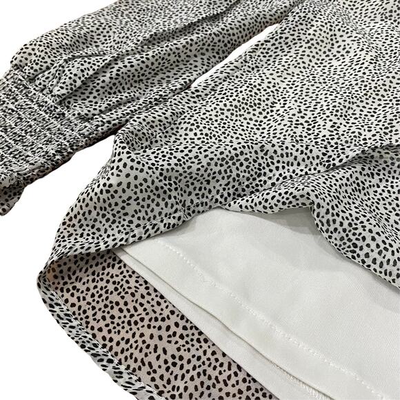 White Polka Dotted Long Sleeve Blouse by Japna - Picture 4 of 7